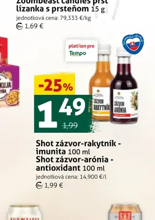 Shot zázvor-rakytník - imunita 100 ml
