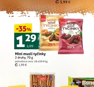 Mini musli tyčinky 2 druhy, 70 g