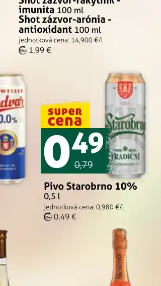 Pivo Starobrno 10% 0,5 l