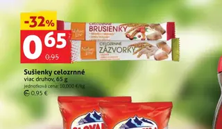 Sušienky celozrnné viac druhov, 65 g