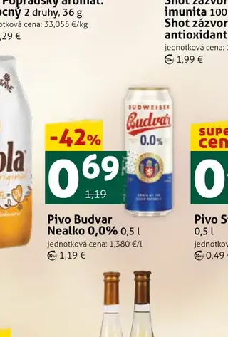 Pivo Budvar Nealko 0,0% 0,5 l