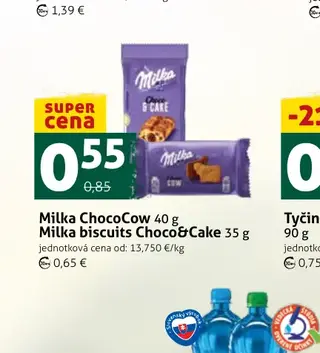 Milka ChocoCow 40 g, Milka biscuits Choco&Cake 35 g