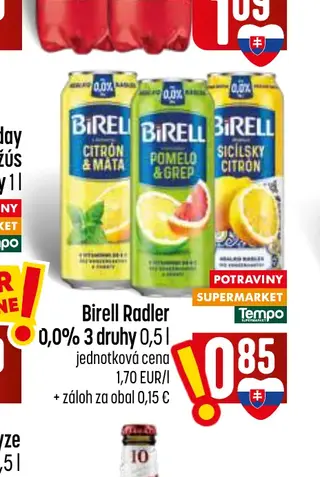 Birell Radler 0,0% 3 druhy 0,5 l