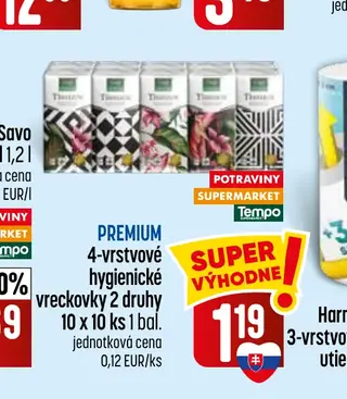 Premium 4-vrstvové hygienické vreckovky 2 druhy 10 x 10 ks