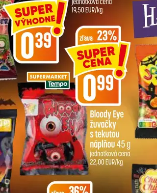 Bloody Eye žuvačky s tekutou náplňou 45 g