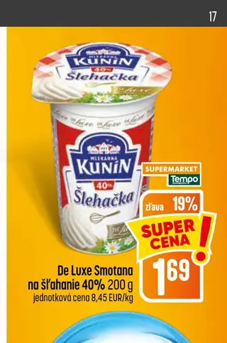 De Luxe Smotana na šľahanie 40% 200 g