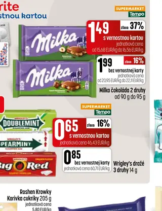 Milka čokoláda 2 druhy 90 g až 95 g