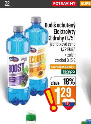 Budiš ochutený Elektrolyty 2 druhy 0,75 l