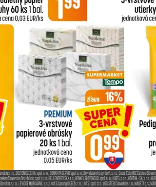 Premium 3-vrstvové papierové obrúsky 20 ks 1 bal.
