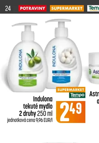 Indulona tekuté mydlo 2 druhy 250 ml