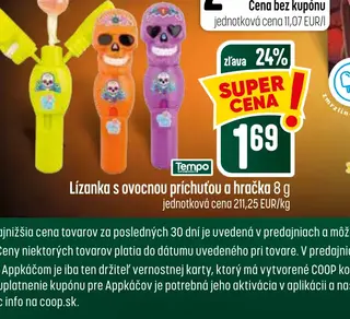 Lízanka s ovocnou príchuťou a hračka 8 g