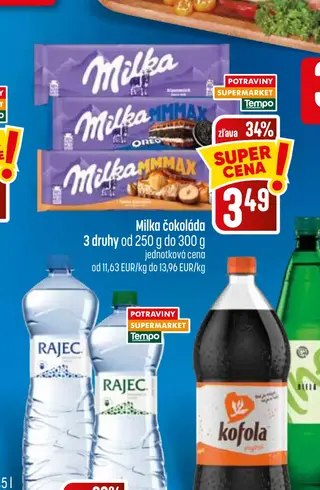 Milka čokoláda 250 g až 300 g