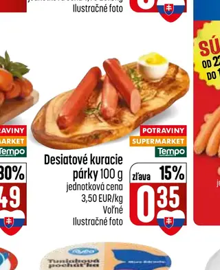 Desiatové kuracie párky 100 g