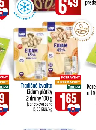 Tradičná kvalita Eidam plátky 2 druhy 100 g