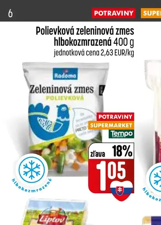 Polievková zeleninová zmes hlbokozmrazená 400 g