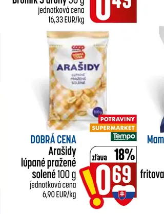 Arašidy lúpané pražené solené 100 g