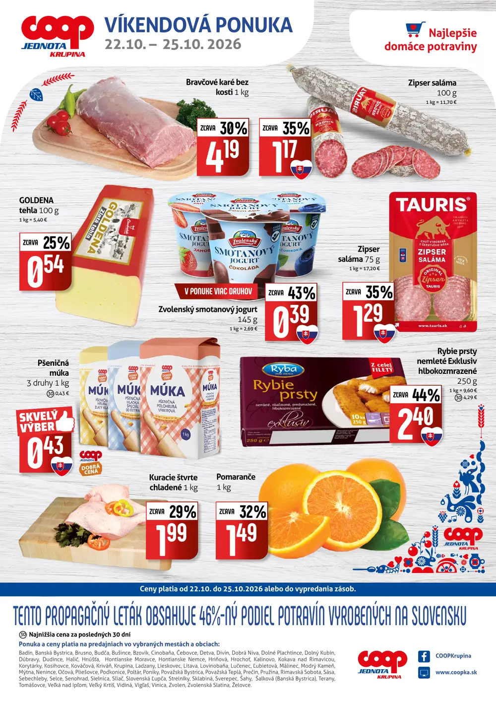 COOP Jednota leták od 22. 10. 2026 – strana 1