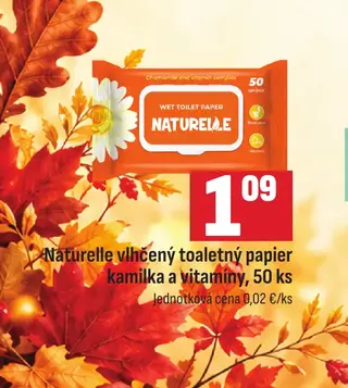 Naturelle vlhčený toaletný papier kamilka a vitamíny, 50 ks