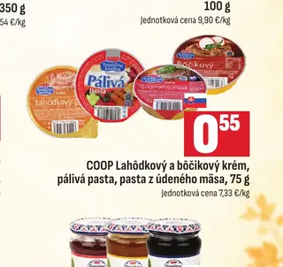 COOP Lahôdkový a bôčikový krém, pálivá pasta, pasta z údeného mäsa, 75 g