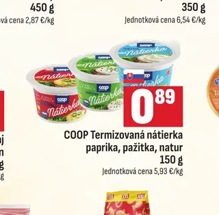 COOP Termizovaná nátierka paprika, pažitka, natur 150 g