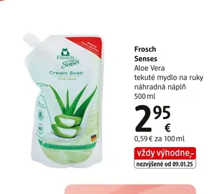 Frosch Senses Aloe Vera tekuté mydlo na ruky náhradná náplň 500 ml