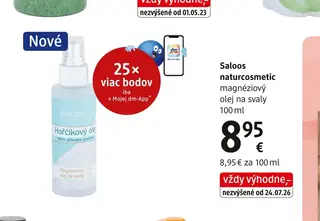 Saloos naturcosmetic magnéziový olej na svaly 100 ml