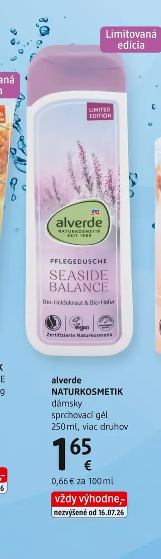 alverde NATURKOSMETIK dámsky sprchovací gél 250 ml