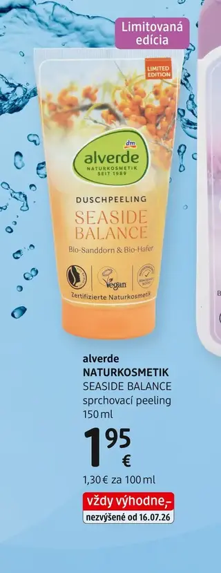 alverde NATURKOSMETIK SEASIDE BALANCE sprchovací peeling 150 ml