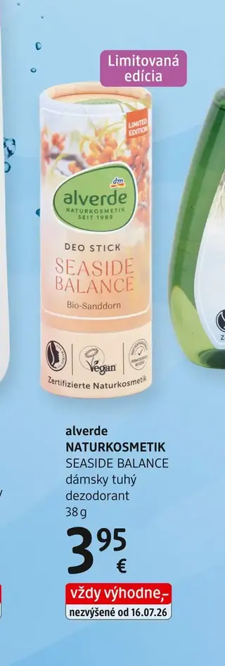 alverde NATURKOSMETIK SEASIDE BALANCE dámsky tuhý dezodorant 38 g