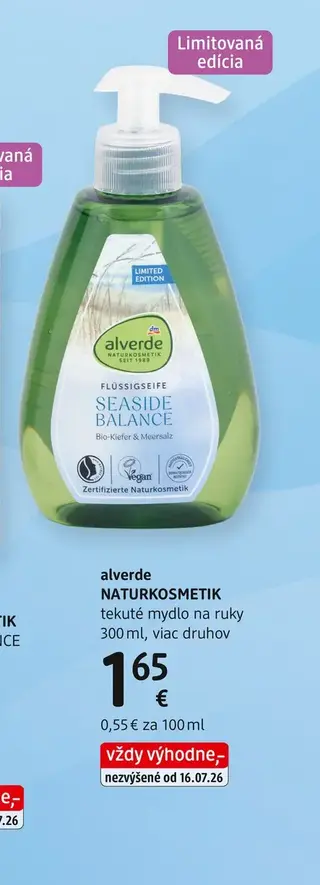 alverde NATURKOSMETIK tekuté mydlo na ruky 300 ml
