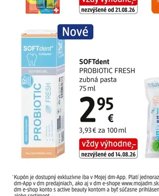 SOFTdent PROBIOTIC FRESH zubná pasta 75 ml