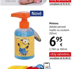 Minions detské penové mydlo so zvukom 250 ml