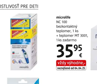 microlife NC 100 bezkontaktný teplomer, 1 ks + teplomer MT 3001, 1 ks zadarmo