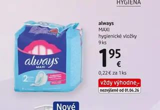 always MAXI hygienické vložky 9 ks