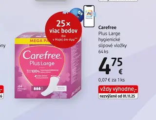 Carefree Plus Large hygienické slipové vložky 64 ks