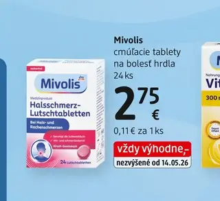 Mivolis cmúľacie tablety na bolesť hrdla 24 ks