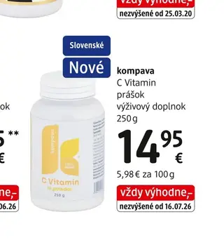 kompava C Vitamin prášok 250 g