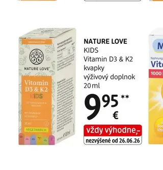 NATURE LOVE KIDS Vitamin D3 & K2 kvapky 20 ml