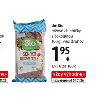 dmBio ryžové chlebíčky s čokoládou 100 g
