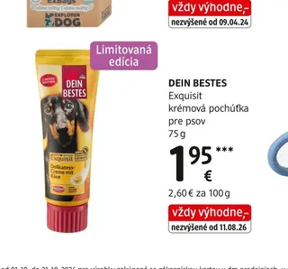 DEIN BESTES Exquisit krémová pochúťka pre psov 75 g