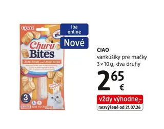 CIAO vankúšiky pre mačky 3 × 10 g