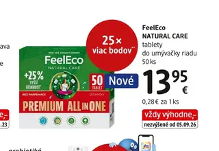 FeelEco NATURAL CARE tablety do umývačky riadu 50 ks