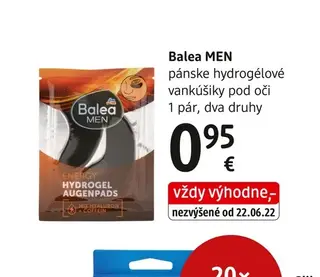 Balea MEN pánske hydrogélové vankúšiky pod oči 1 pár