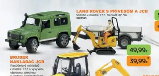 Bruder Land Rover s prívesom a JCB