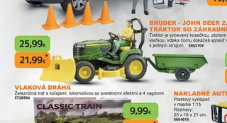 Bruder - John Deer záhradný traktor so záhradníkom