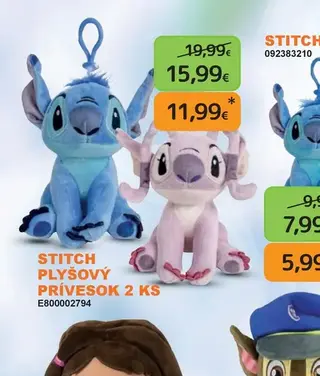 Stitch plyšový prívesok 2 ks