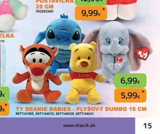 TY Beanie Babies plyšový Dumbo 15 cm