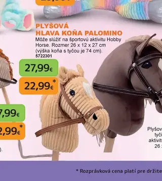 Plyšová hlava koňa Palomino