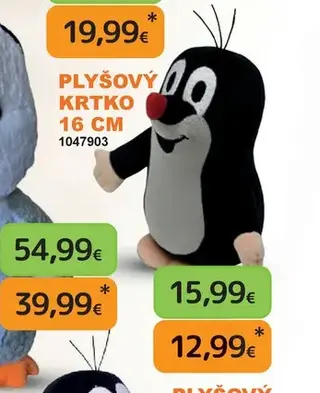 Plyšový krtko 16 cm