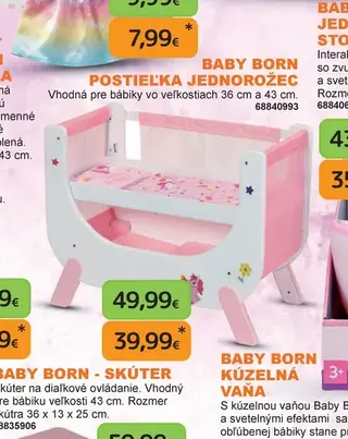 Baby Born Postieľka jednorožec